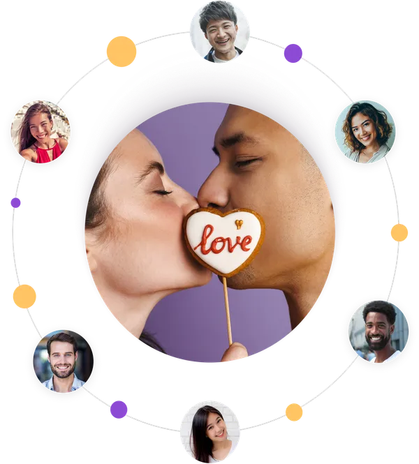 Elated dating app interface showing collaborative games and user profiles