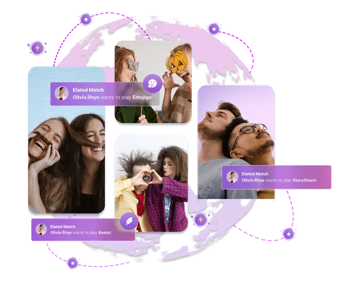 Elated dating app showing SparkFlirt feature with collaborative gaming